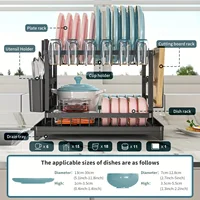 Dish Drying Rack, 2 Tier Large Dish Drying Rack for Kitchen Counter with Drainboard Stainless Steel Dish Drainer for Dish&Cup 2