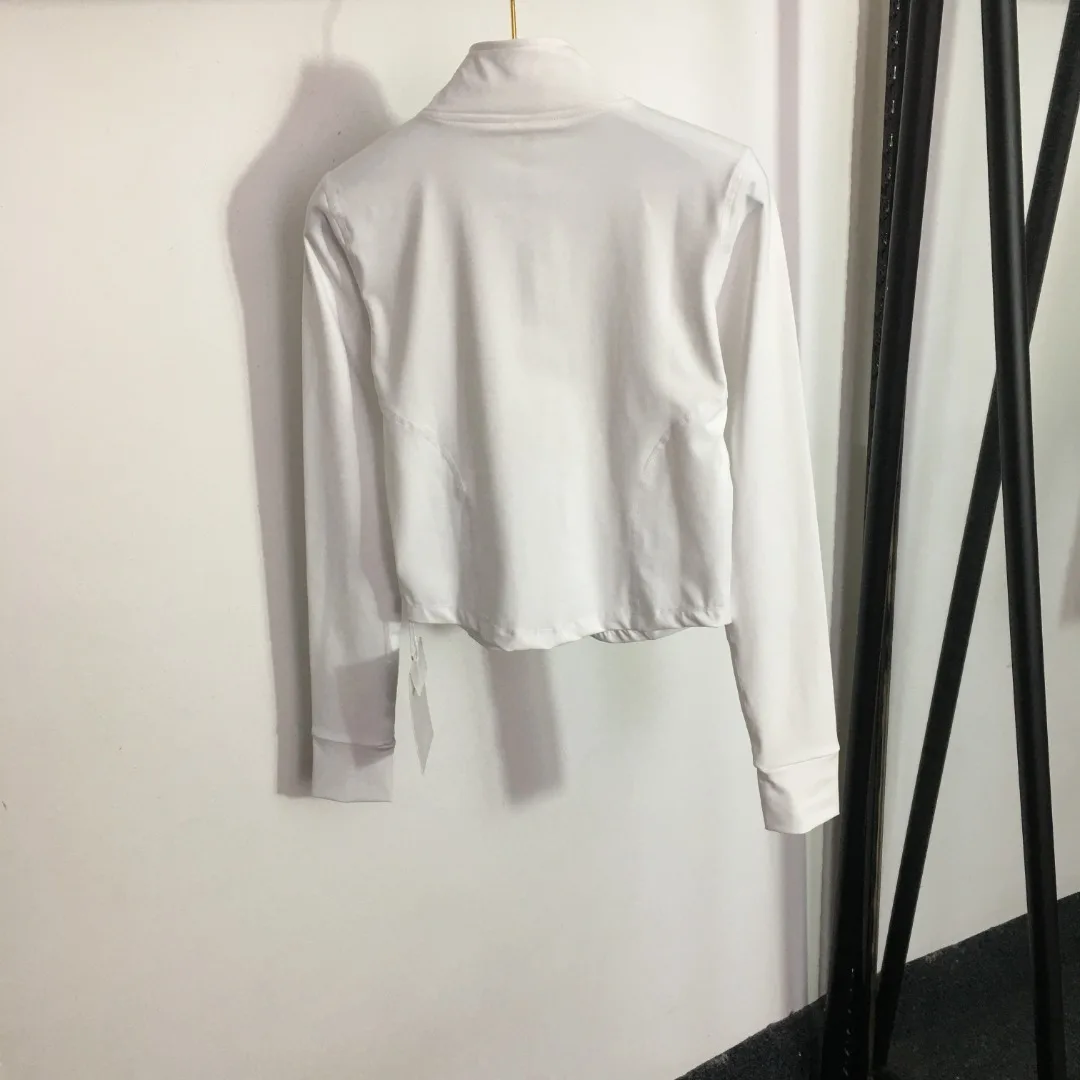 

Alphabet print stretch sunscreen slim fit stand collar long sleeve zipper jacket suit jacket, casual sports slim fit top