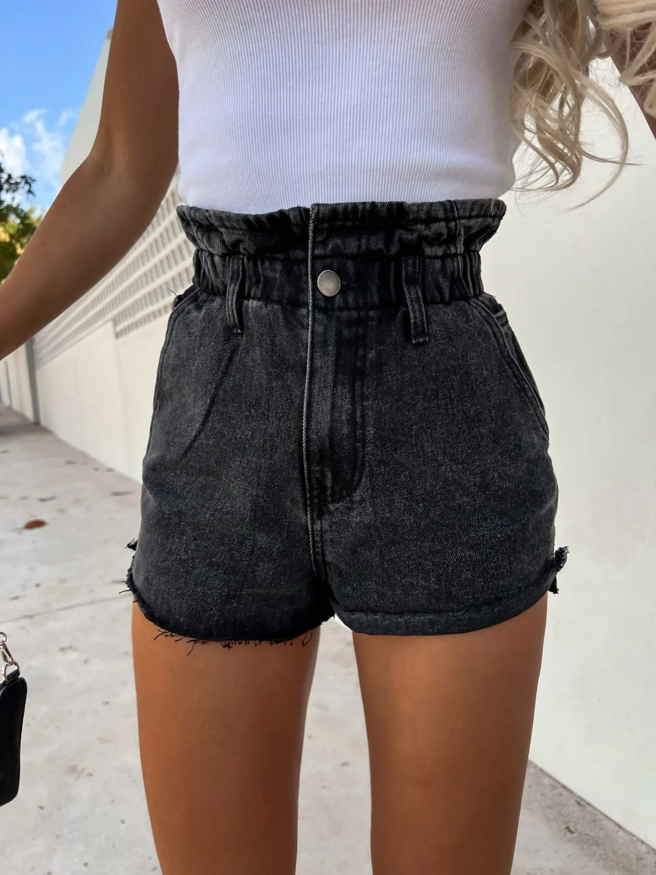 Women's Black High Waist Stretch Denim Shorts, Simple Tight Shorts for  Women, Casual Solid Shorts, Summer Fashion, 2024 - AliExpress