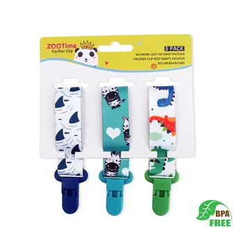 Chain Baby Pacifier Dummy Clip 3 Pcs/Set Personalized Pacifier Clip Nipple Holder for Baby Cartoon Print Child Pacifier Clips 1
