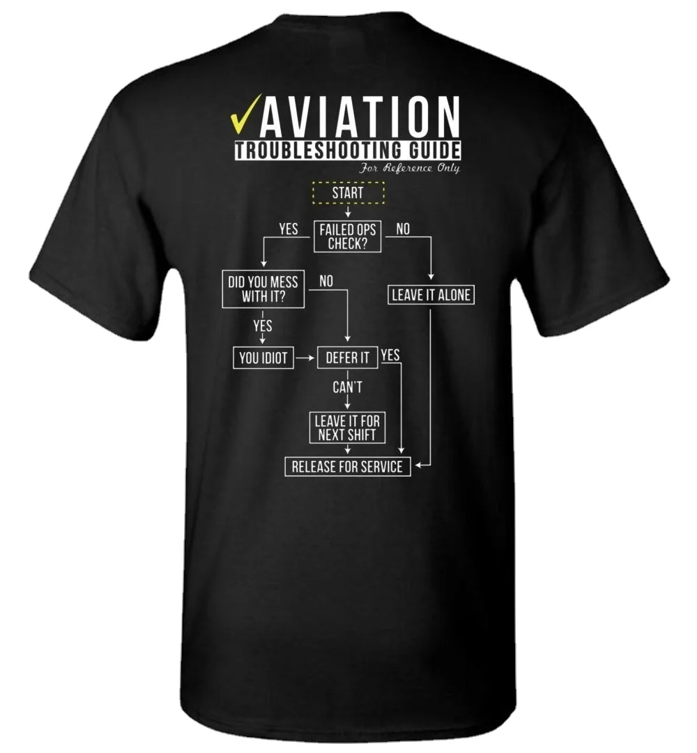 

Funny Aviation Troubleshooting T-Shirt. Summer Cotton Short Sleeve O-Neck Mens T Shirt New S-3XL
