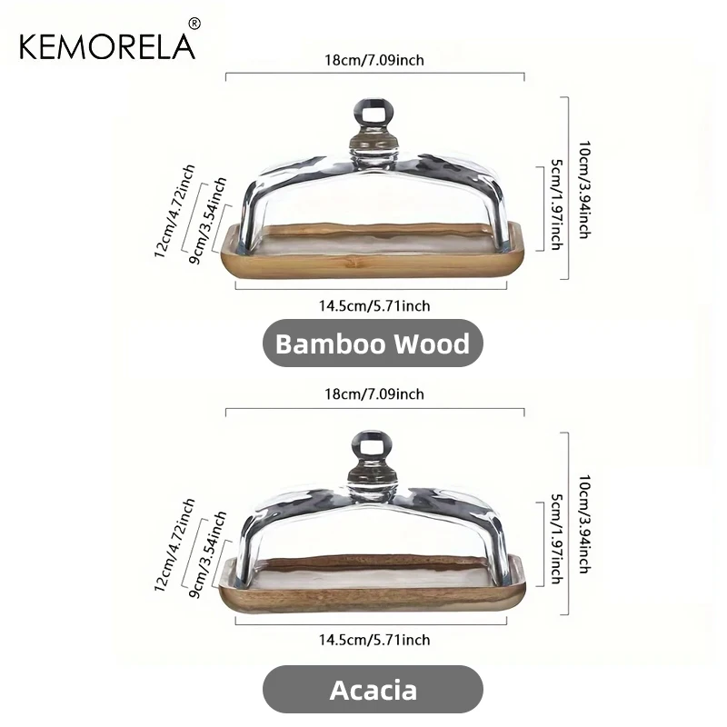 Dessert Cake Stand 1PCS Cake Dessert Wood Plate Glass Dust Cover Tray Restaurant Serving Dish