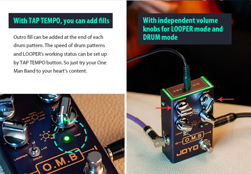 R-06 O.M.B Looper and Drum Machine Guitar Pedal Auto-align Function 40Min Looper