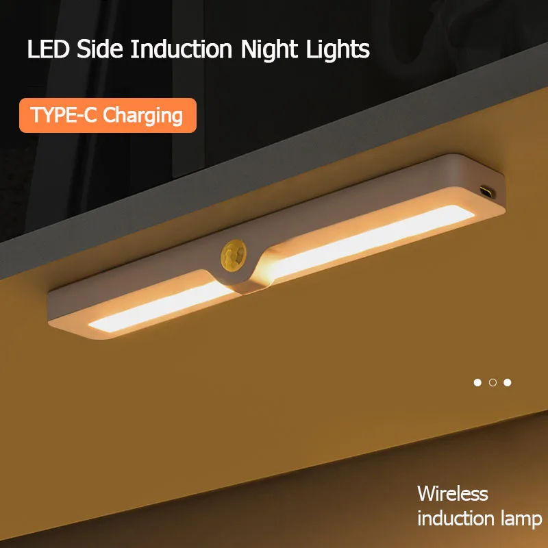

Led Side Induction Night Lights Motion Sensor Type-C Rechargeable Night Lamp for Kitchen Bedroom Under Bed Cabinet Closet Light