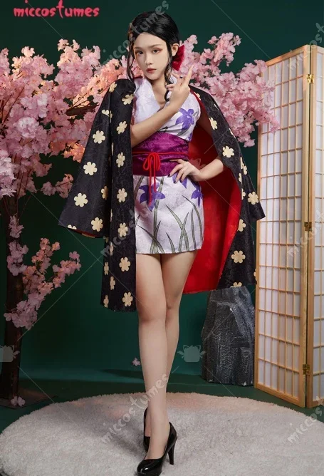 Miccostumes Women's Anime Robin Kimono Cosplay Costume Kimono Dress and Belt with Cardigan Halloween Cosplay Costumes