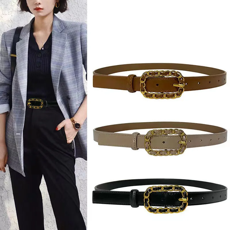 

Quality Fashion Women Twist Gold Buckle Belt Versatile Ins Wind Adornment PU Leather Belt Matching Skirt Pants Sweater Waintband