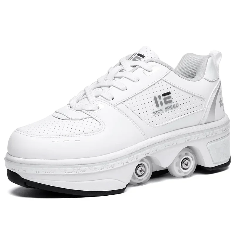Kids Deformation Roller Skates Shoes 4 Wheels Parkour Sport Roller Shoes Children Girls Boys Skates Unisex Adult Sneakers