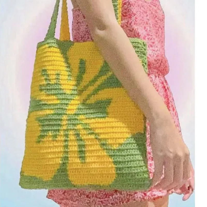 

Handwoven flower shoulder bag, women's handbag, exquisite craftsmanship, beautiful pattern, simple and generous storage bag