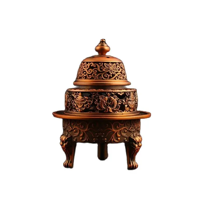 

Copper alloy imitation red copper incense burner bogu incense burner for Buddha decoration incense burner decoration three-foot