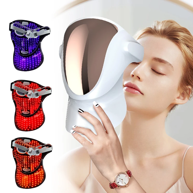 Nano Lamp Light LED Facial Mask with Neck Skin Rejuvenation Photodynamic Therapy Anti-Acne Anti-Aging Whitening 807pcs