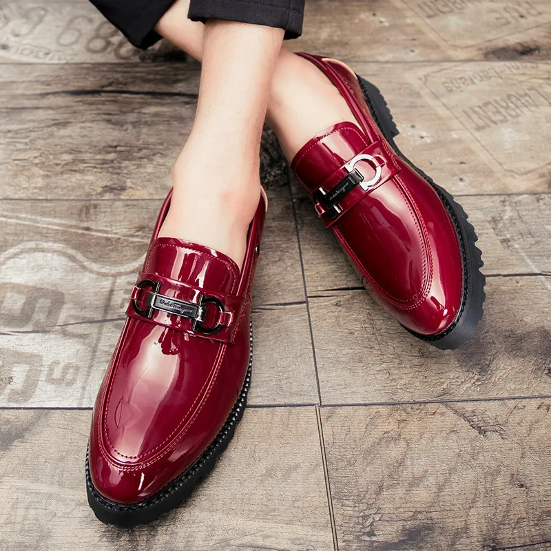 patent leather shoes for men formal shoes men classic coiffeur italian loafers party wedding dress erkek ayakkabi