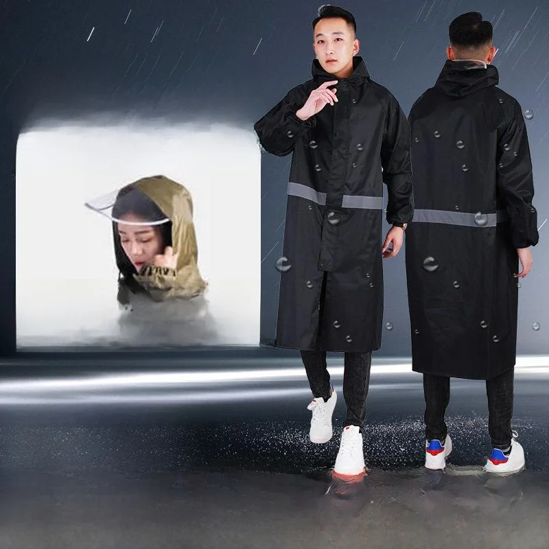 새로운 롱 캔버스 레인코트 성인용 오버올 두꺼운 홍수 방지 남녀 야외 작업 보호 방풍 레인웨어
