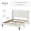 Full Size Velvet Bed Frame/Vertical Channel Tufted Wingback Headboard/Upholstered Platform Bed/Strong Wooden Slats 2