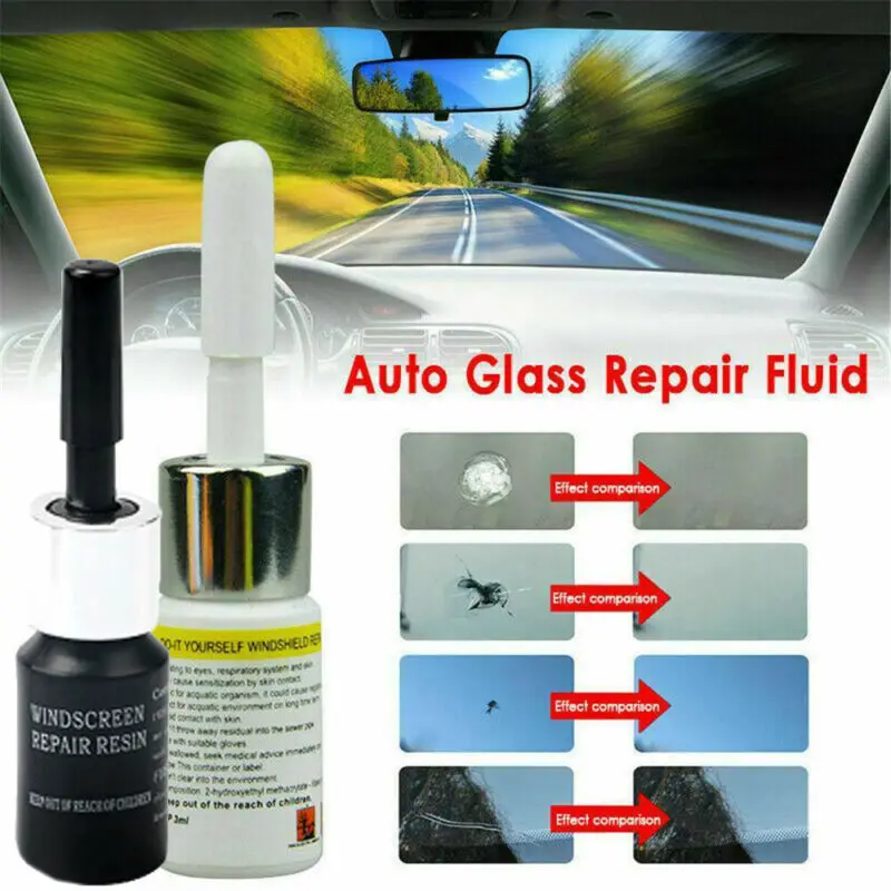 2*Windshield Glass Repair Solution Practical Long Crack Repair Liquid- Set Windshield Agent Car Glass Repair Tool Set 2