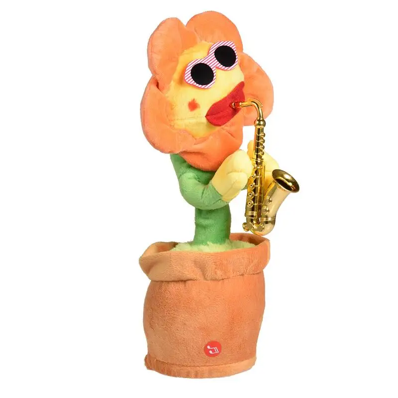 

Sing And Dance Sunflower Toy 80 Music With Lights Doll Ornaments Flowers Playing Saxophone Funny Gifts Plush Music Toys For Kids