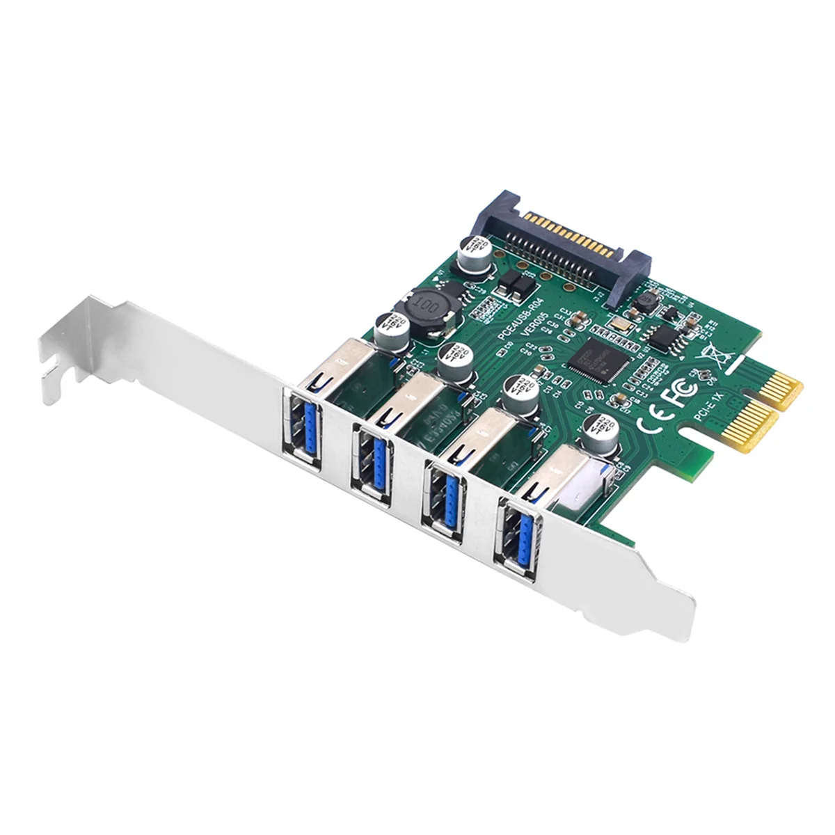 

PCIE 1X to USB3.2 Expansion Card PCI-E 4 Ports USB3.2 Adapter Multiplier PCI-E 1X 4X 16X Controller Add One Cards 5Gbps