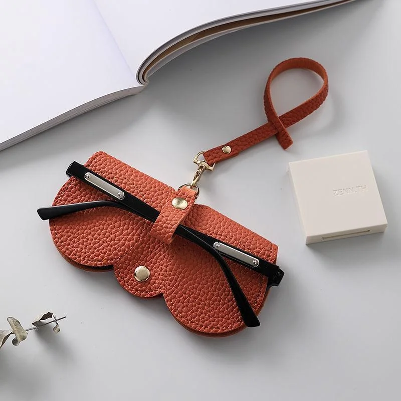 Chic Embossed PU Leather Sunglasses Storage Bag - Portable Eyewear Holder