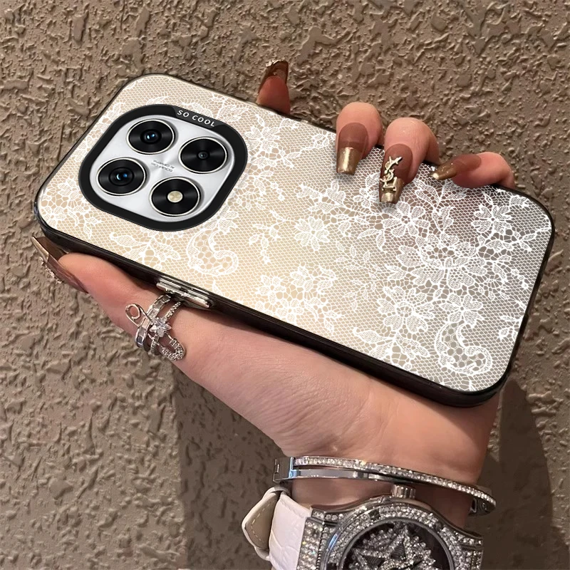 Vintage White Floral Lace Frosted Acrylic Phone Case Cover