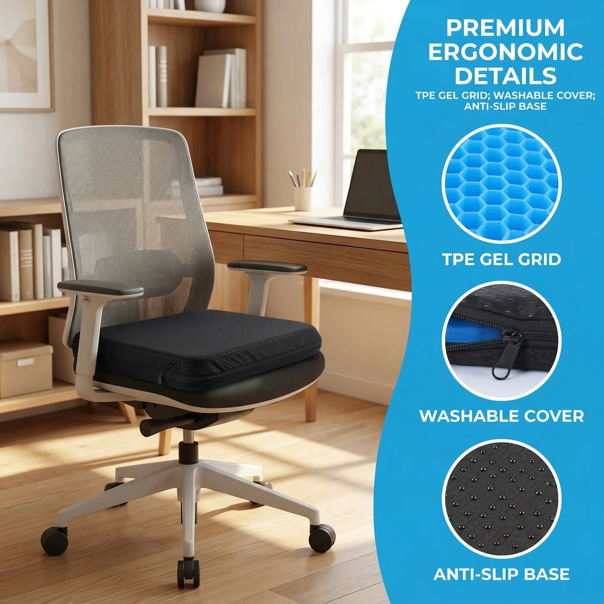 Breathable gel cushion close-up