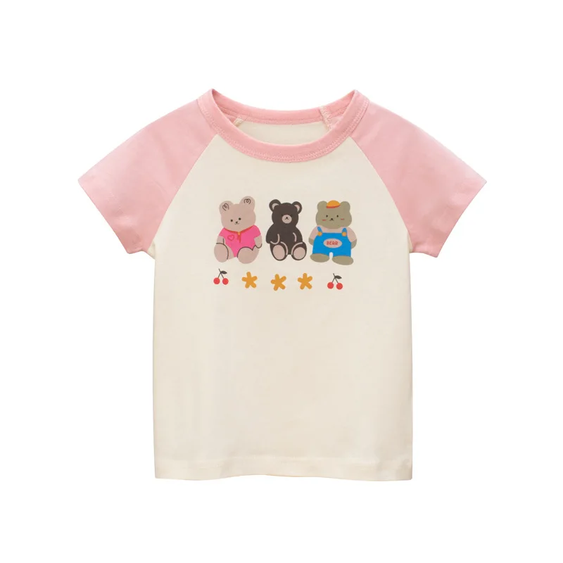 2025 Summer 2-8 Years Kids Girl Shorts Sleeve T-shirts Printed Little Girl Top Baby Girl T Shirts Children Toddler Girl Clothes 4