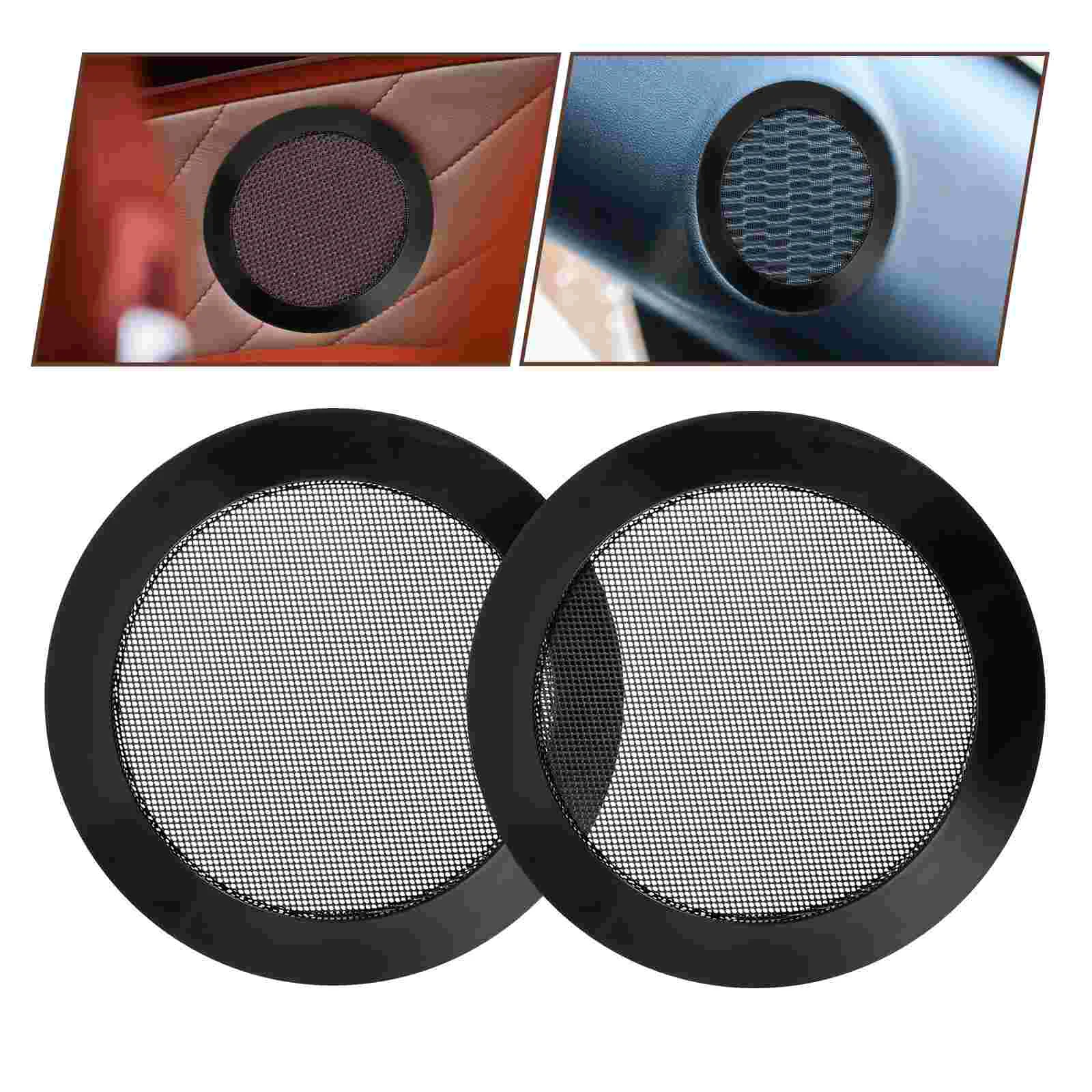 

2 Pcs Subwoofer Car Horn Grille Speaker Covers Mesh Accessory Decorative Circle Metal for