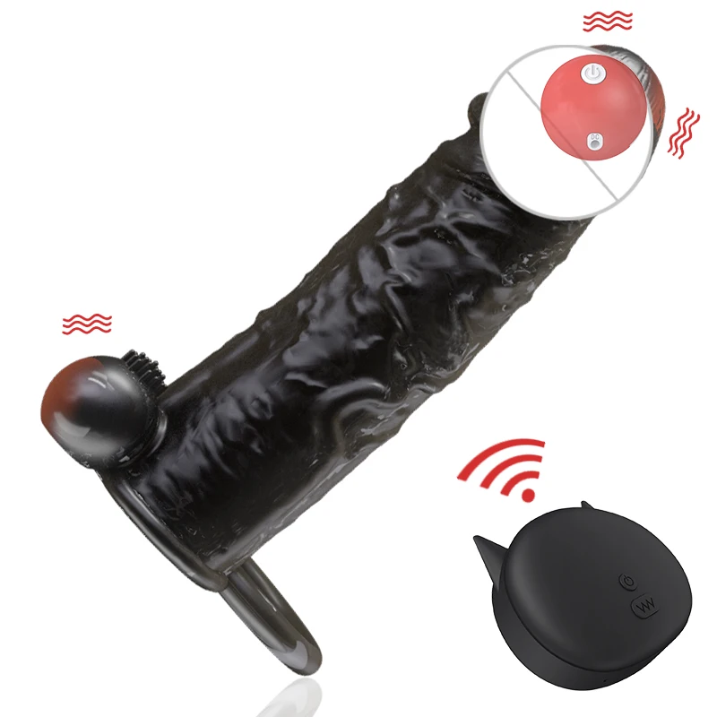 Wireless Remote Control Vibrator Male Penis Cover Glans Stimulation Band Ring Extension Condom Sex Toy Women Clit G-Spot Stimula |