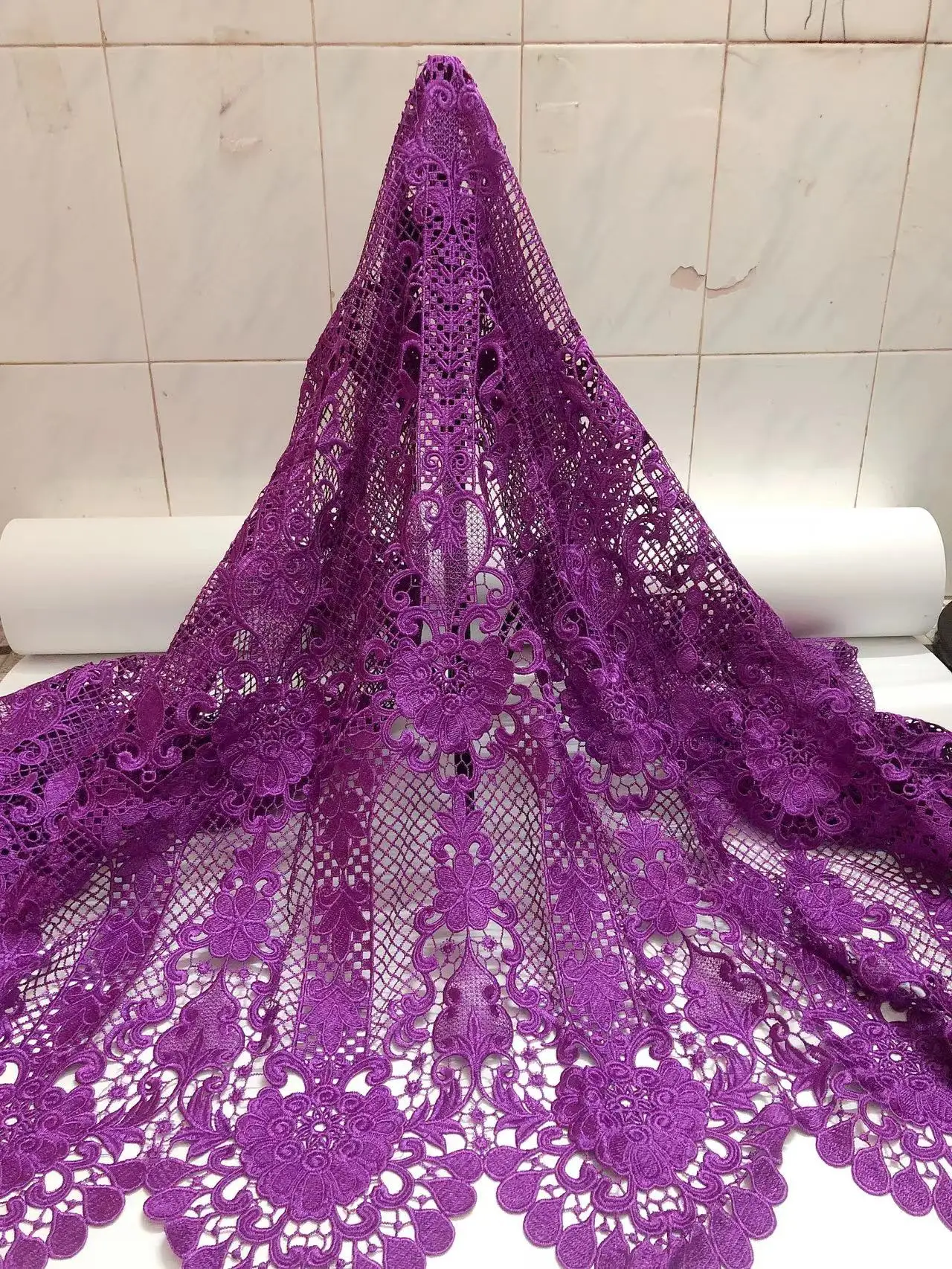 

Африканский гипюр, кружевная ткань, Высококачественная нигерийская Водорастворимая кружевная ткань для шитья своими руками, ткань для платья