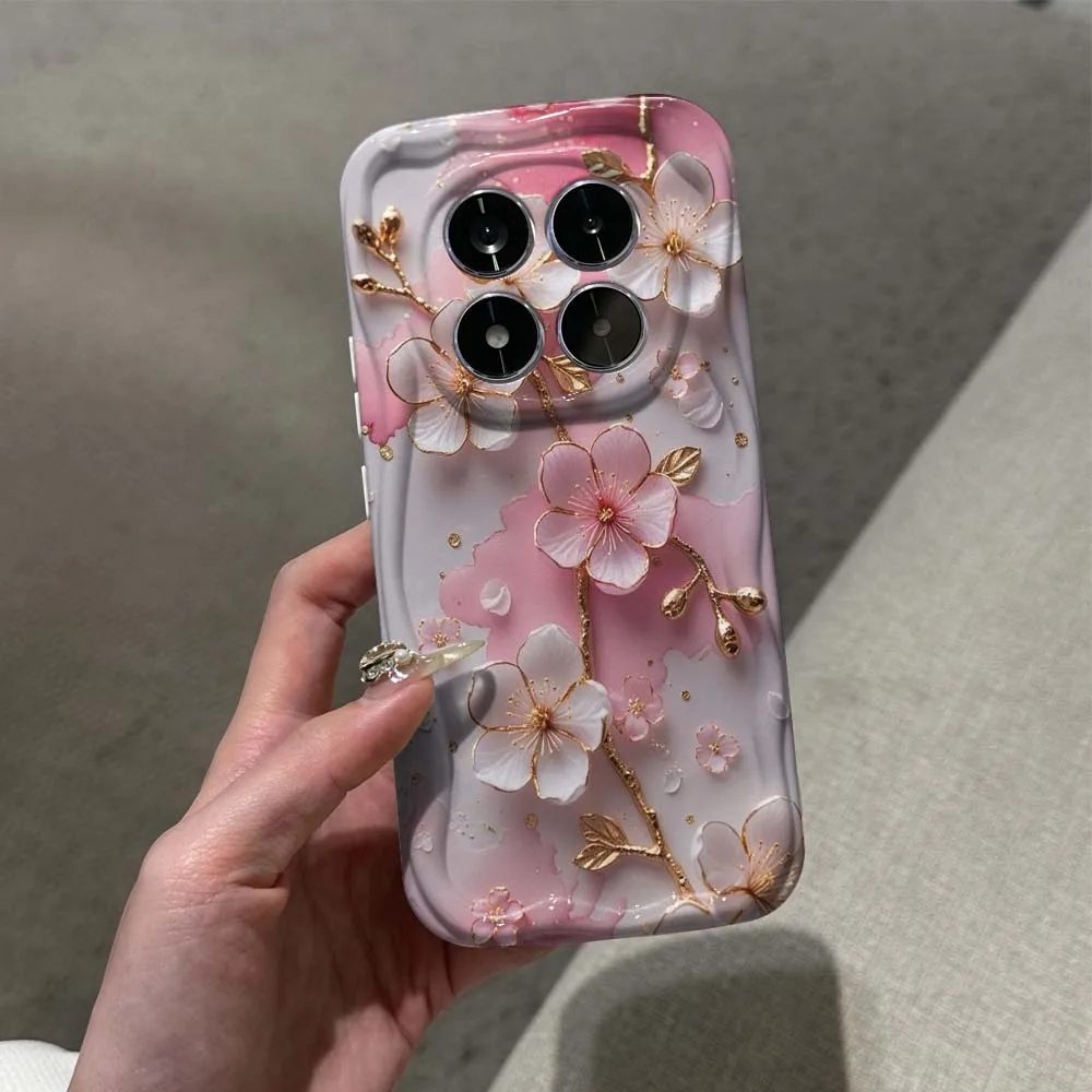 Artistic Pink Cherry Blossom Wave Oil Phone Case Cover