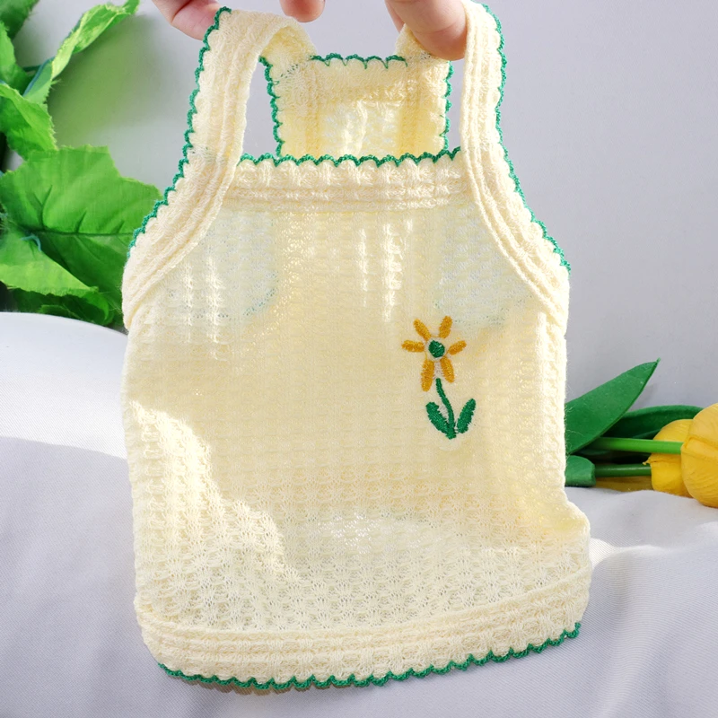 

Cute Puppy Summer Suspender Flower Embroidery Dogs Clothes Softer Than Bear Dog Clothing Vest Pet Dogs Dress Dog Products