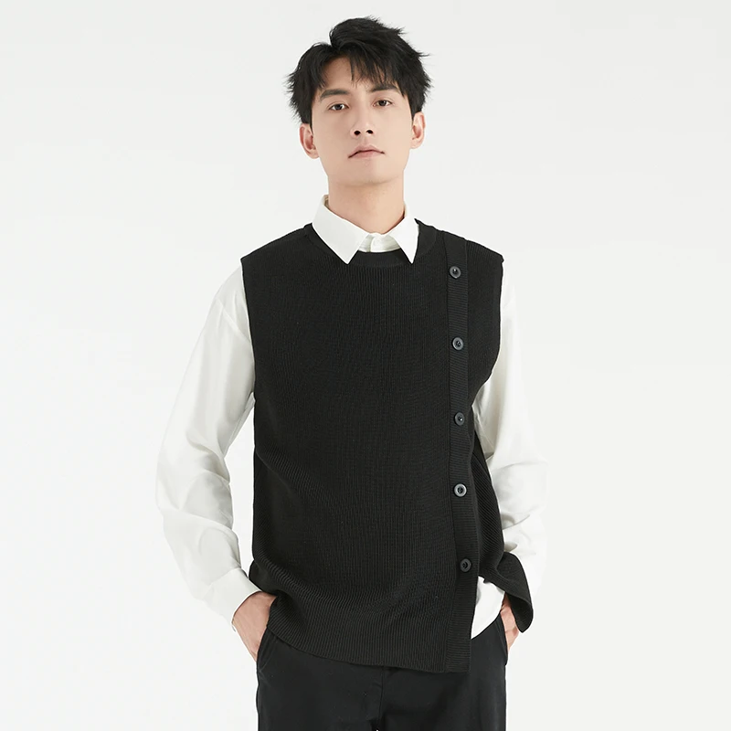 

Korean Fashion Sweater For Mens Vest Designer Clothes Knitwears 2023 New Fall Winter Pullover Clothing Knit Business Casual Tops