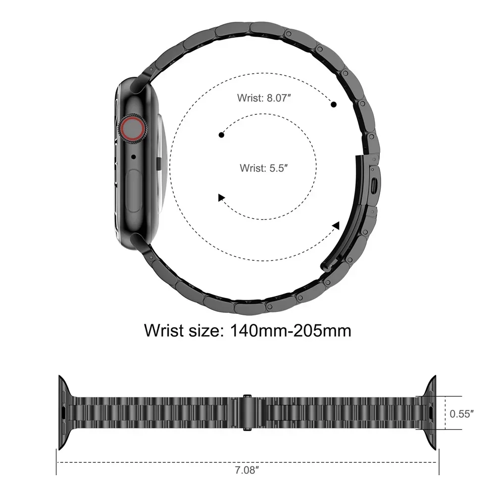 Slim Stainless Steel Watch Band - Metal Bracelet Replacement Strap