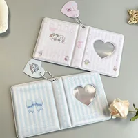 Mini Photo Album 36 Pockets, 3 Inch Kpop Photocard Holder Book Small Photocard Binder, Love Heart Hollowed Out Shape, Blue Pink 2