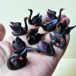 Set of 10 Miniature White Swan Figurines for Fairy Gardens and DIY Crafts (10 mixed)