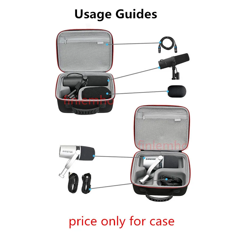 Storage Case For Shure SM7B And MV7 Podcast Microphone Professional Audio Studio Recording