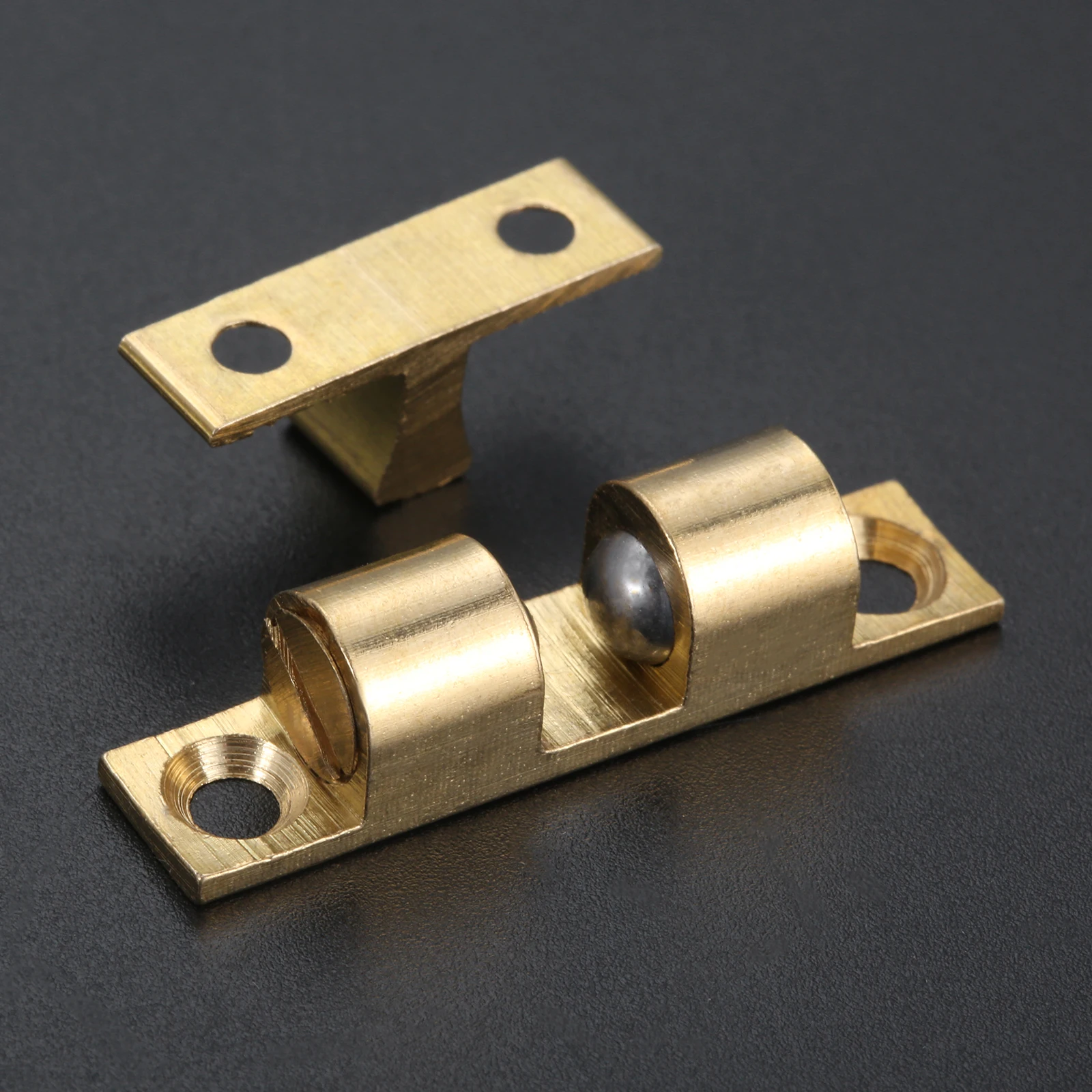 Solid Brass Door Catch Adjustable Spring 2-Balls 35mm/1.38inch Furniture Doorstop Gold Latch w/screw Cabinet Door Drawer Closer