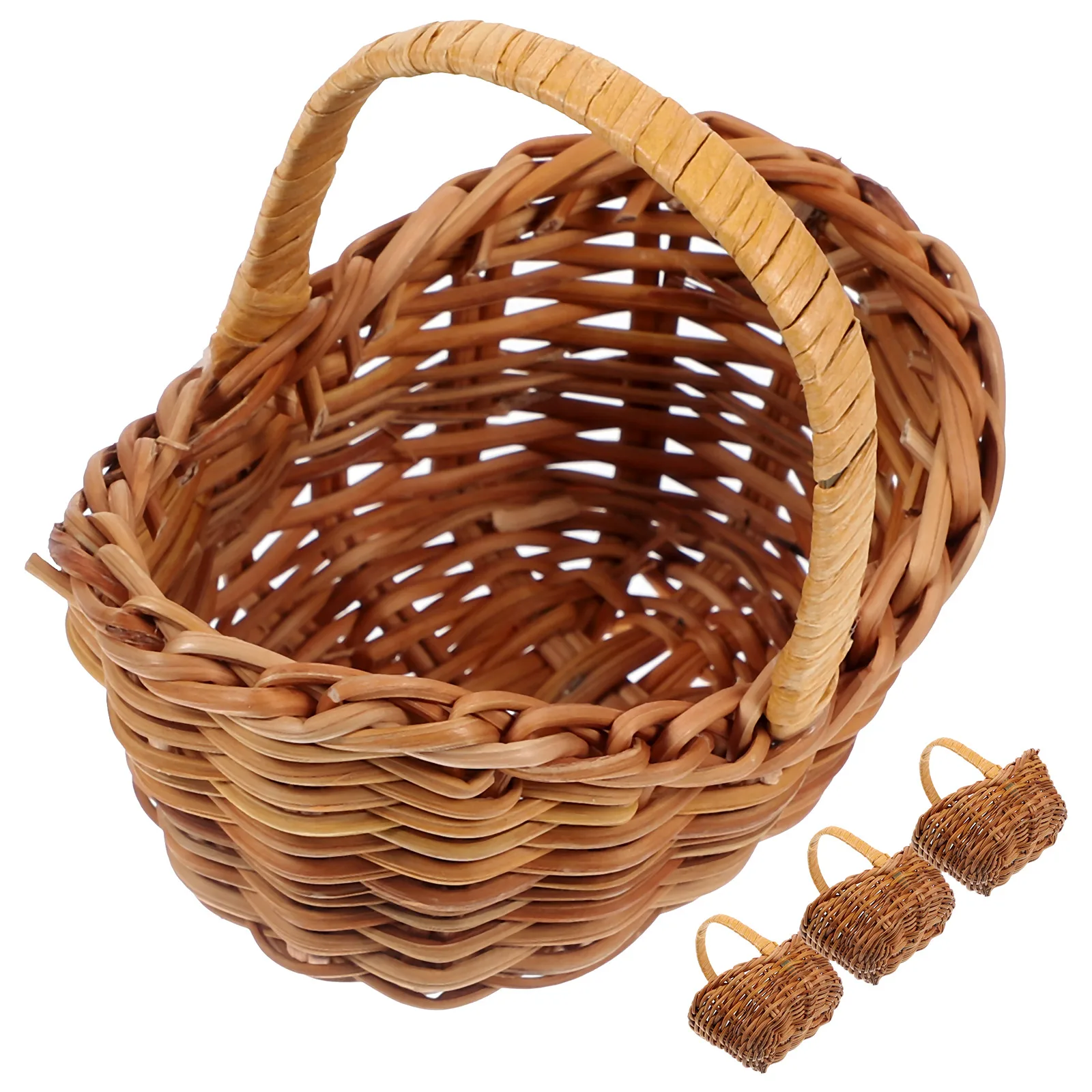 

4pcs Mini Woven Baskets Eco-friendly Flower Baskets Handle Woven Wicker Basket Tiny Candy Favor Gift Basket wedding Party decors