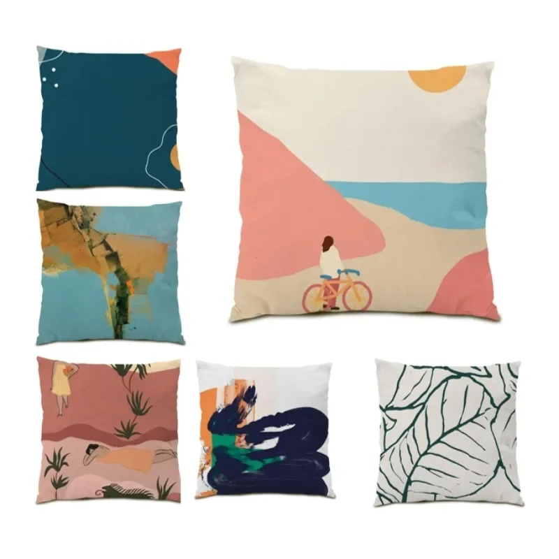 

Creative Pillow Cover Painting Gift Sofa Double Sided Simple Geometric Decor Printing Luxury Cushion Cover Birthday Gift DE0413