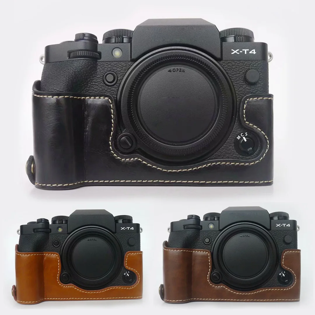 Macchina Fotografica Proteggere Metà Di Caso Per Fujifilm Fuji X-T4 X-T3 X-T2 X-T1 Xt4 Grip Caso Della Copertura Custodia In Pelle Per X-T3 Borsa X-T2