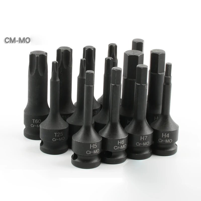 7pcs/set 60mm Length 3/8 Square Drive Socket Adapter Hex Torx Head