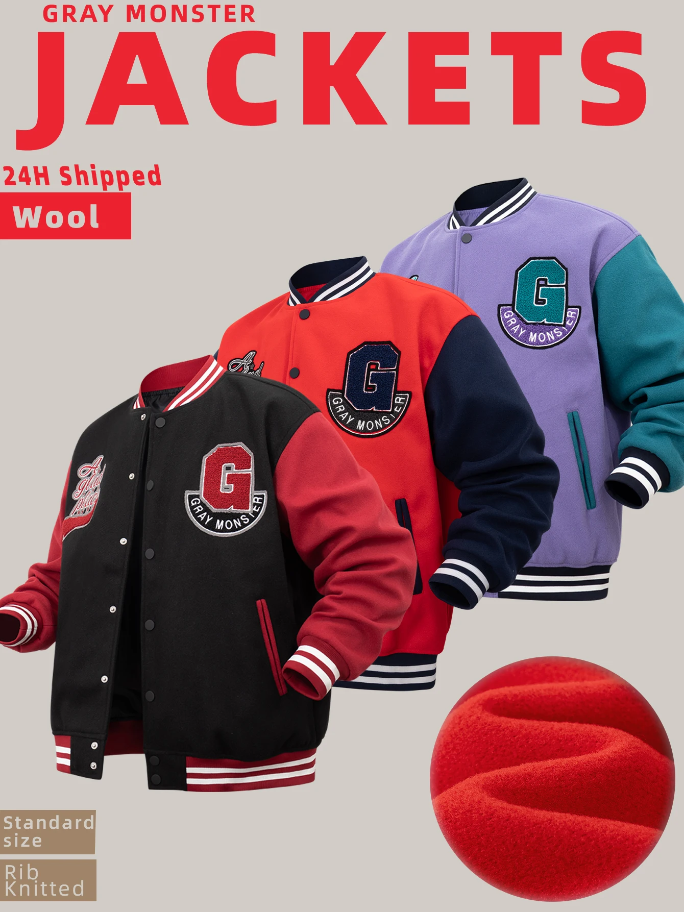 Men's Bomber Jacket Varsity Baseball Coats Embroidery Athlete Outerwear 24H Shipped Spring&Autumn Unisex Loose Streetwear