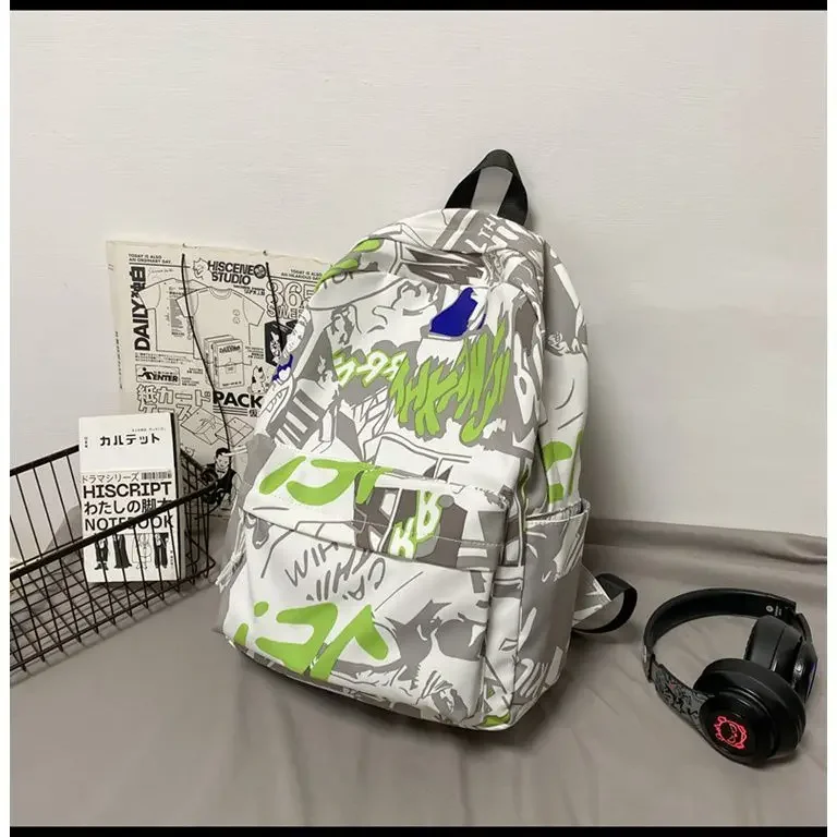 

Японский Школьный рюкзак Harajuku с граффити для студентов колледжа, повседневный простой Универсальный тренд, дорожный рюкзак унисекс
