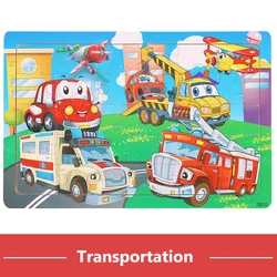 30-Piece Wooden Cartoon Animal & Traffic Tangram Puzzle Set - Montessori Educational Toy (30pcs Model 11)