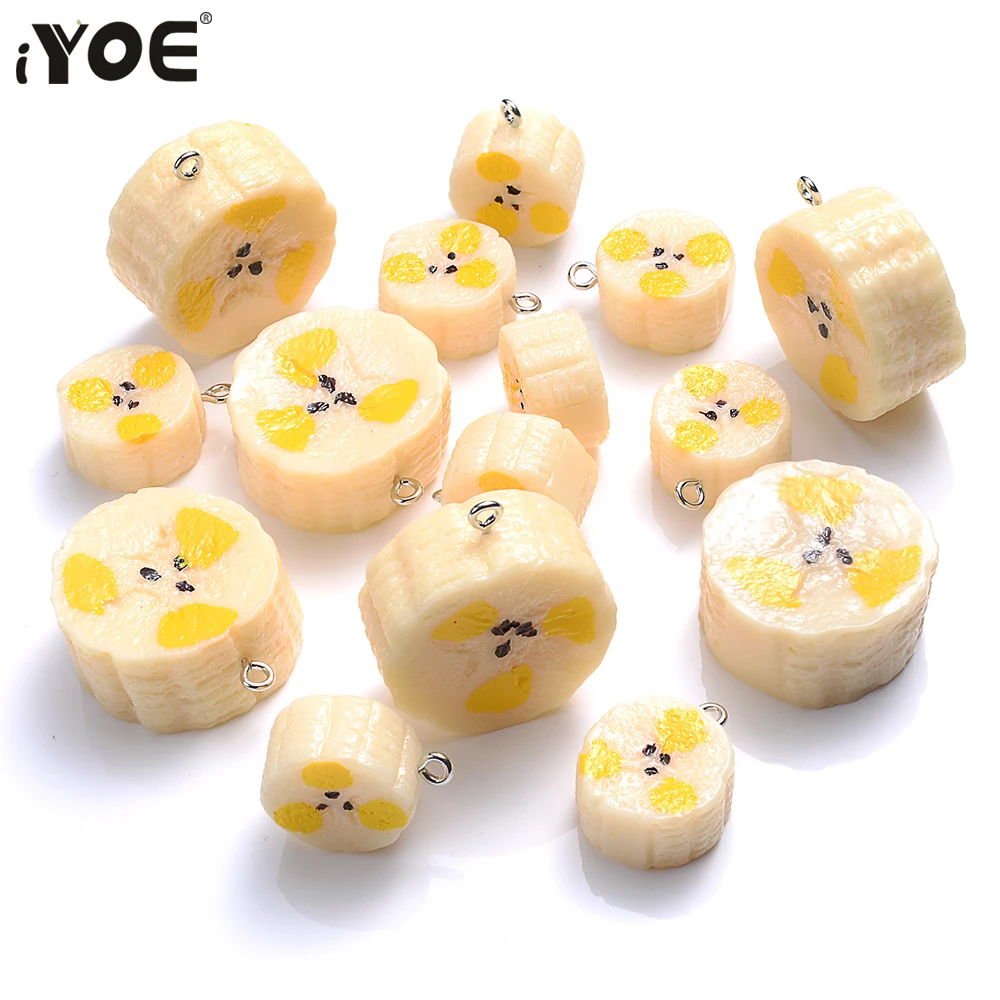 5pcs 21/30mm Banana Chip Resin Charms Fruit Shape Banana Pendant Charms For Jewelry Making Accessories DIY Necklace Earring