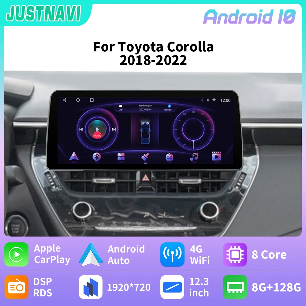 

JUSTNAVI For Toyota Corolla 2018 2021 2022 Car Radio Multimedia Video Player GPS Navigation Radio Android 10 DSP 4G WIFI IPS