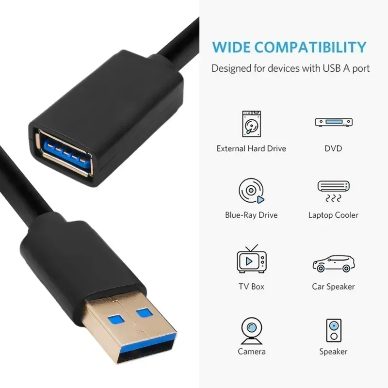 USB 3.0 Extension Cable Type A Male To Female 3/2/1.8/1.5m Extension Cord for USB Keyboard Mouse Flash Drive Hard Drive Printer