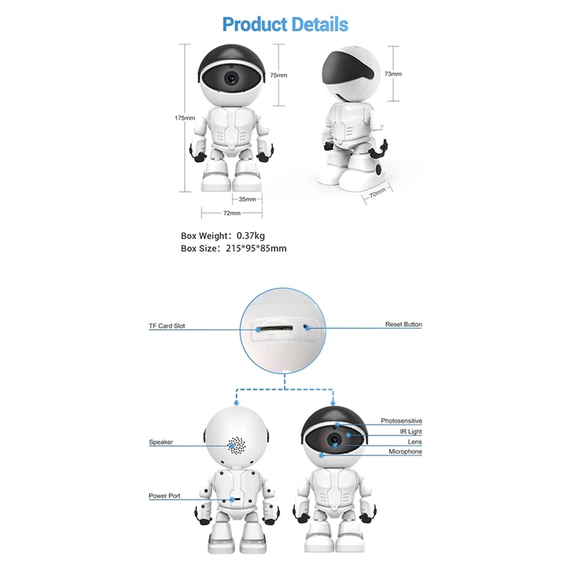 

3MP Robot PTZ Wifi IP Camera Indoor Video Surveillance Cameras with Wifi Smart Home AI Human Detect Wireless EU Plug