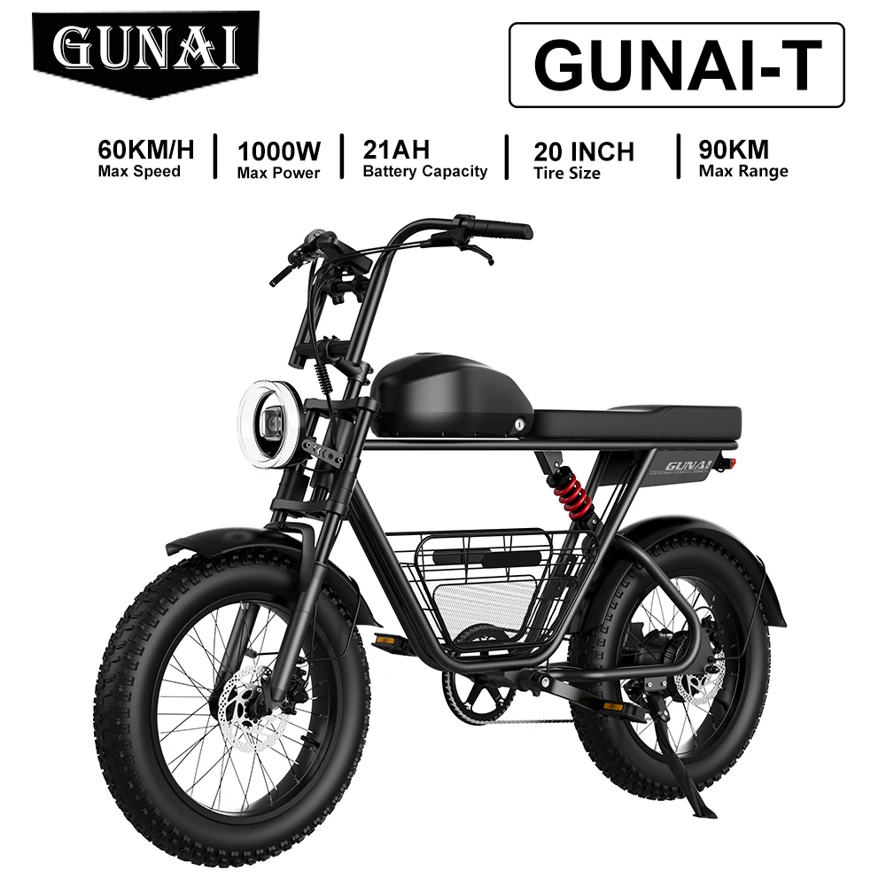 GiantNight 1000W 48V Fat Tire Electric Bicycle 21Ah Battery 20