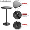 Bistro Pub Table Round Bar Height Cocktail Table Metal Base MDF Top Obsidian Table with Black Leg 23.8-Inch Top 4