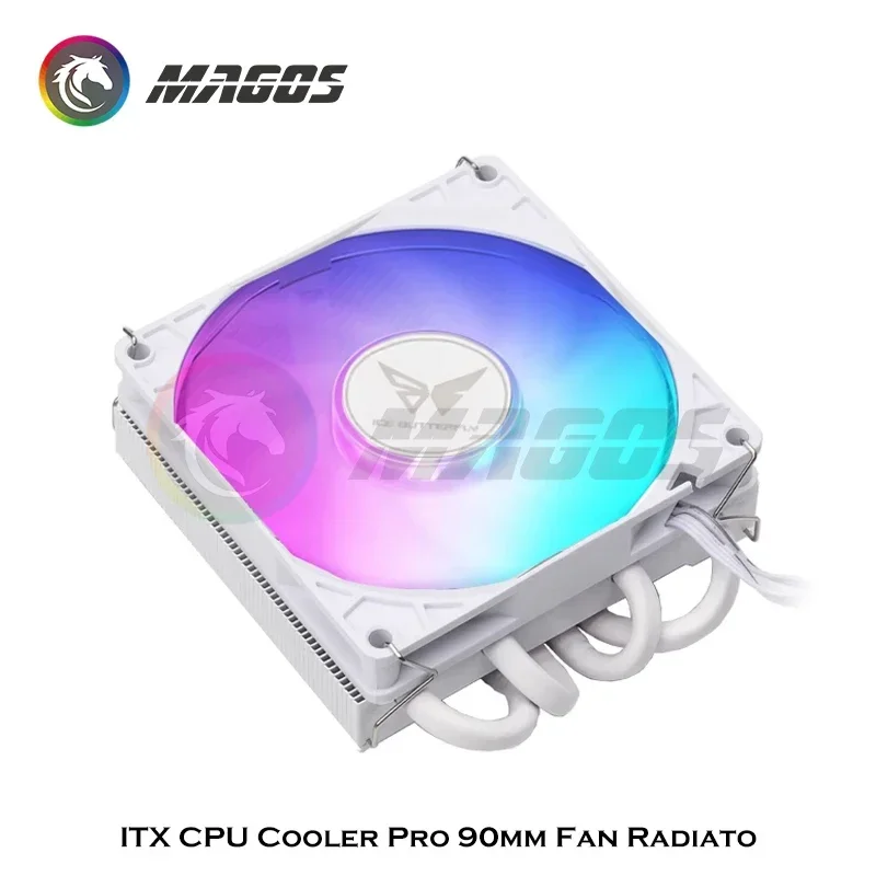 Itx Cpu Cooler Pro Radiador de Ventilador 90 mm Branco Slim Perfil Baixo 39 mm de Altura Heatpipes Dissipador de ar Refrigerado 1700 1200 115x 5v Argb - Imagem 2