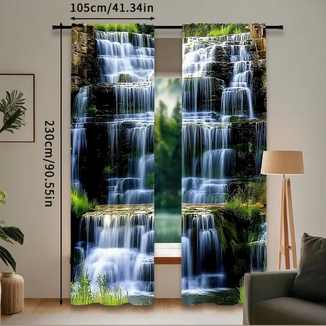 Tende paesaggistiche moderne da 2 pezzi con design a cascata adatte per soggiorno, sala da pranzo, cucina, camera da letto, bagno, sala studio 4